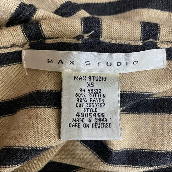 Max Studio Camel Tan & Black Striped Cotton Knit Sweater - Picture 5 of 7